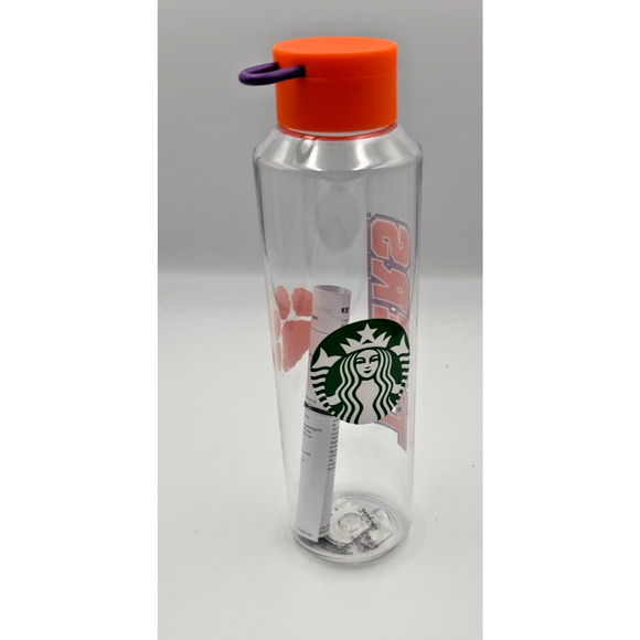 Starbucks Clemson Tigers Water Bottle Orange Top,‎ Orange PAW - Picture 2 of 3